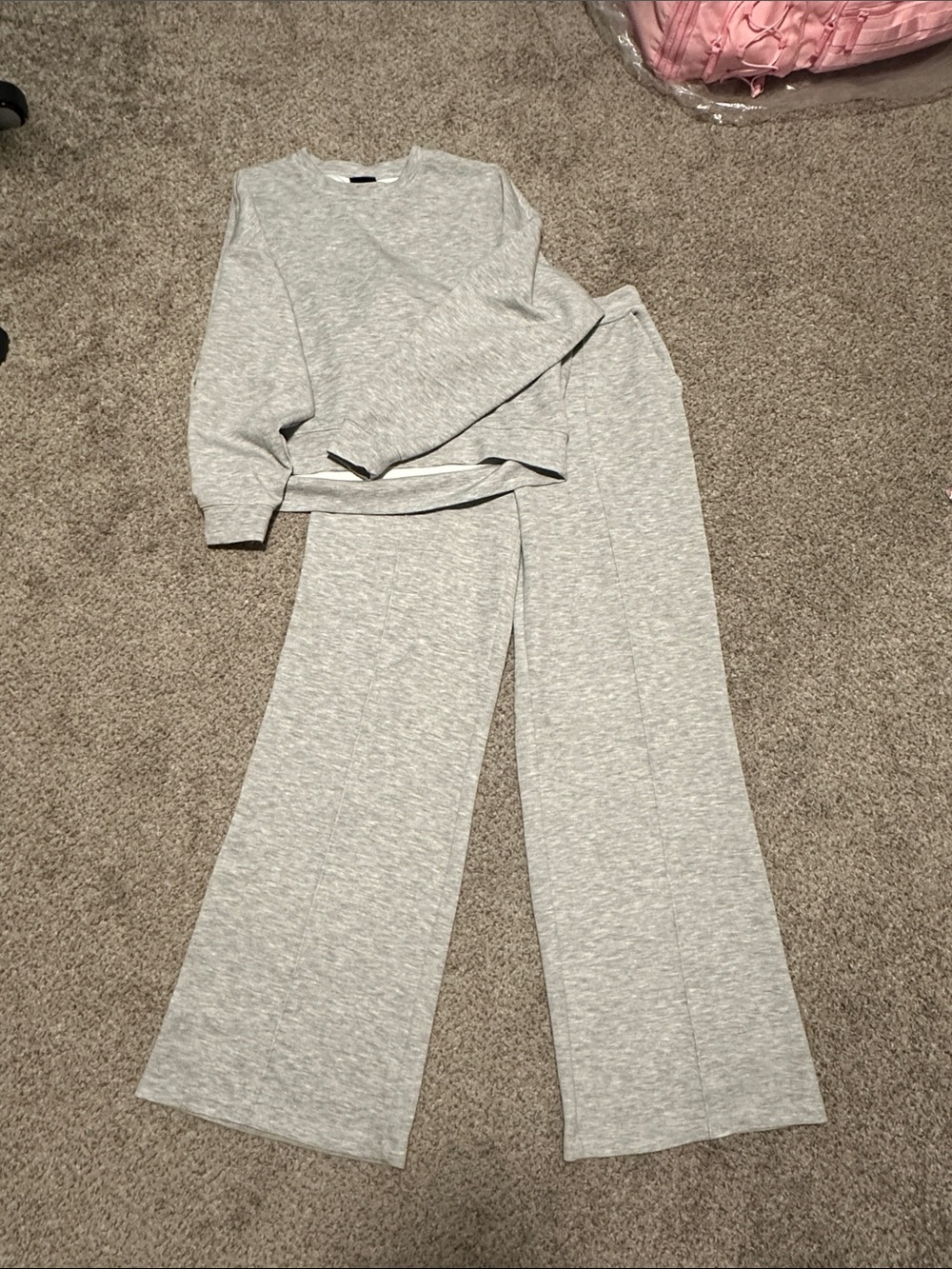 Gray Wide-Leg Knit Lounge Pants - Neutral Casual Comfort